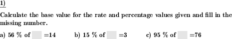 Percent rate and percentage are given, calculate the rate and fill in the empty box. (Example for this math problem)