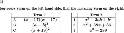 Match binomic formula to simplified form