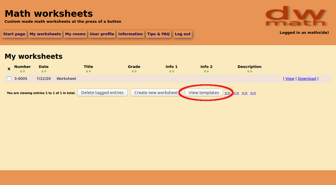 Image of worksheet page