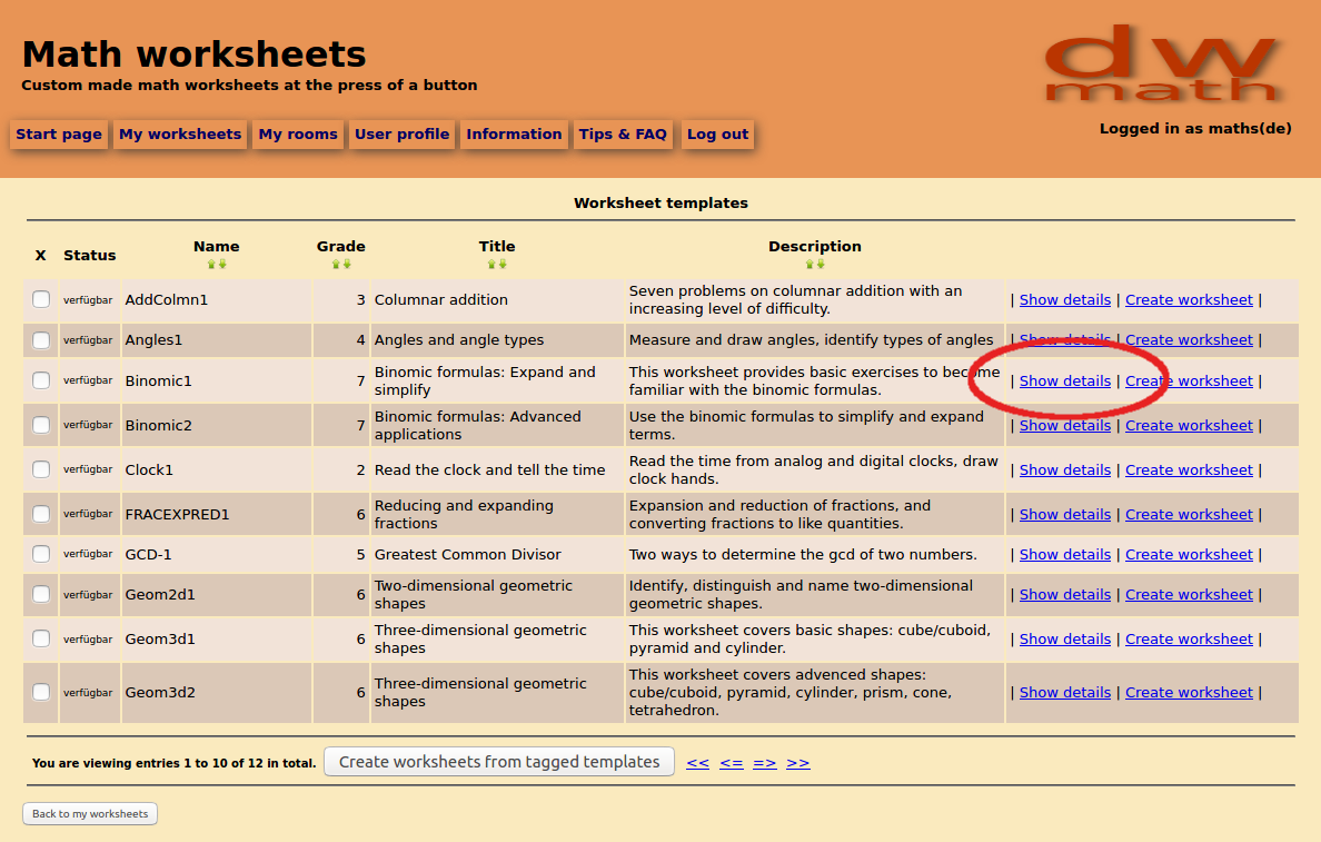 Image of template detail view button