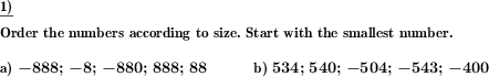 Sort positive and negative decimal numbers and whole numbers by size (Example for this math problem)
