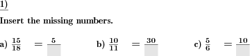 Missing elements in unlike fractions 