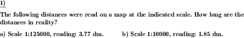 Conversion of lengths at a given scale in both directions (Example for this math problem)