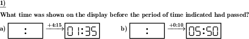 A clock face is shown. Draw another face to show the time before some time has passed. (Example for this math problem)