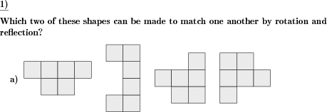 Two shapes, similar to cube nets, are the same. Which ones? (Example for this math problem)