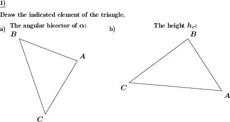 Triangle: Draw heights, medians and bisectors