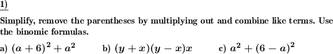 Simplify a term which contains a binomic formula (Example for this math problem)