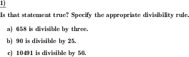 Divisibility rules to be specified and applied