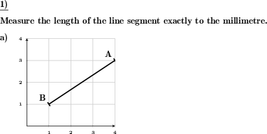 Measure the length of a given line segment on a coordinate plane. (Example for this math problem)