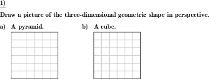 Draw an oblique image of the three-dimensional geometric shape given. (Example for this math problem)