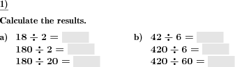 Division problem series with divisor and dividend alternating with factor ten. (Example for this math problem)